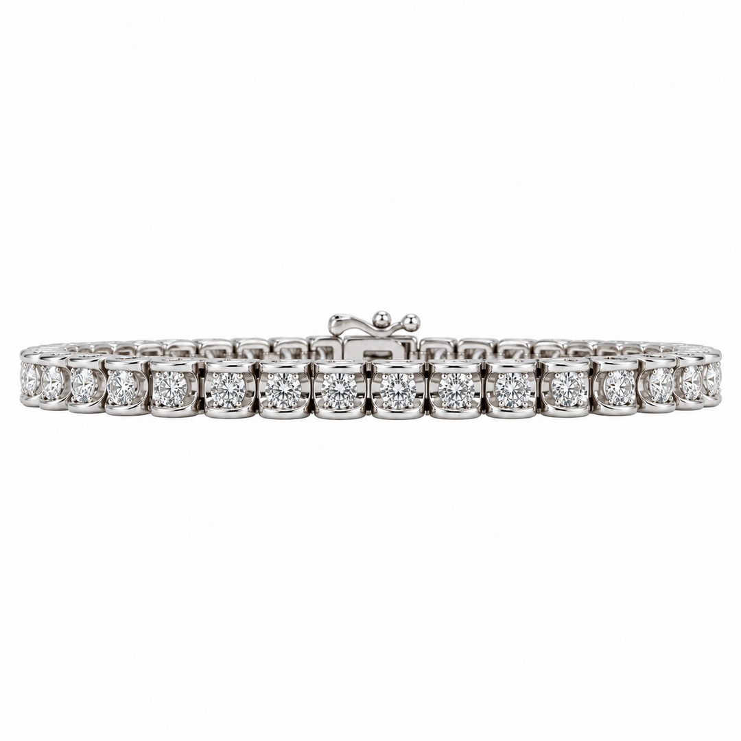 14K white gold diamond tennis bracelet featuring 1.06CTW diamonds in a classic continuous-link design.
