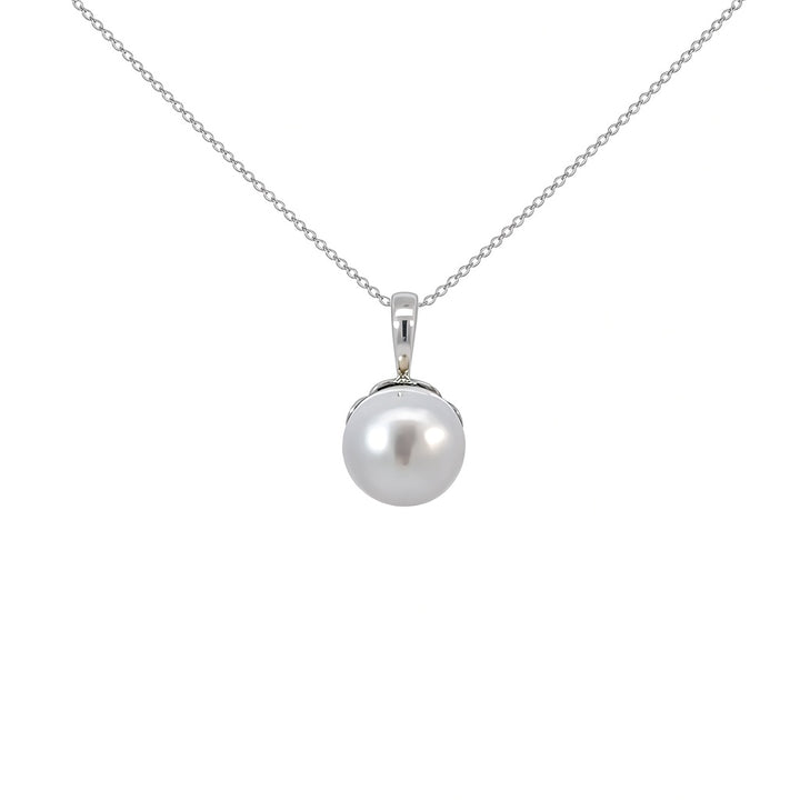 14K white gold natural pearl pendant featuring a 6MM non-cultured pearl in an elegant, classic design.