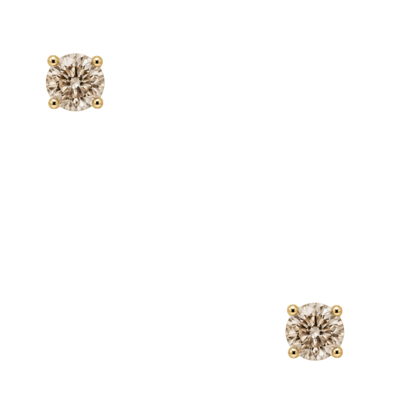 14K yellow gold natural light brown diamond stud earrings featuring 0.69CTW diamonds in a classic stud design.