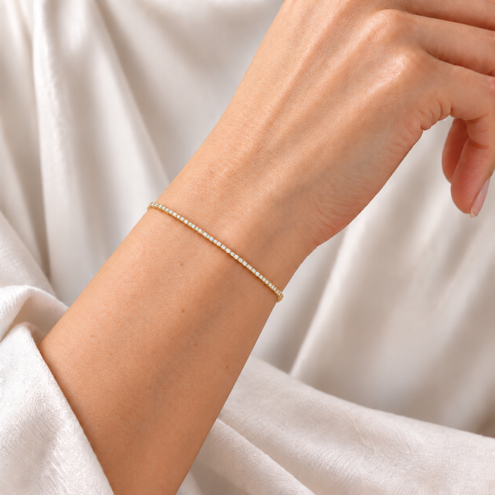 Natural Diamond Tennis Bracelet 14K Yellow Gold 2CTW