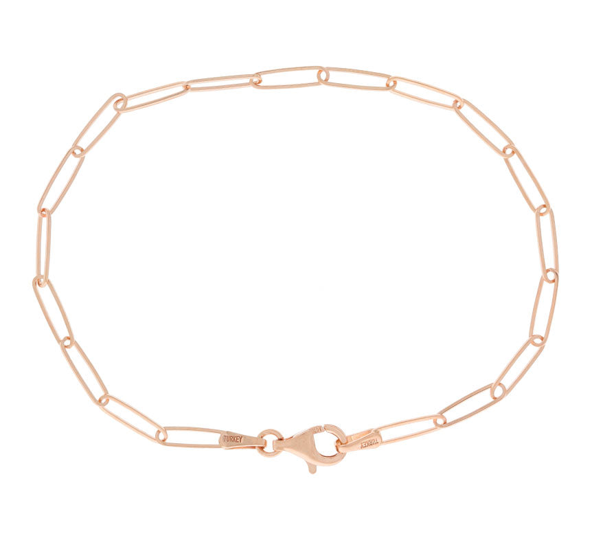 Paperclip Link Bracelet 14K Rose Gold