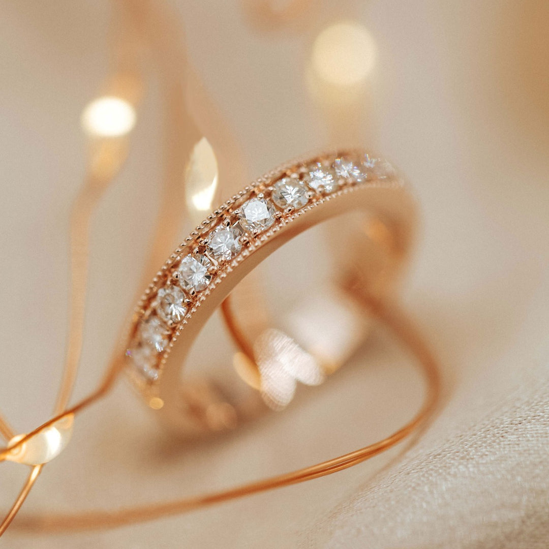 Milgrain Diamond Wedding Band 14K Rose Gold .50CT