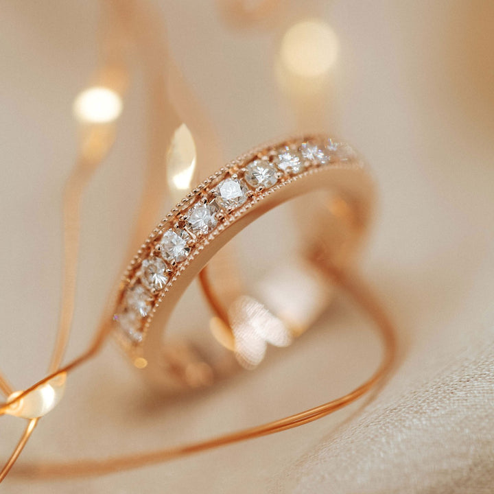 Milgrain Diamond Wedding Band 14K Rose Gold .50CT