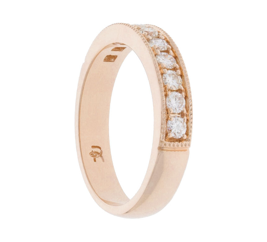 Milgrain Diamond Wedding Band 14K Rose Gold .50CT
