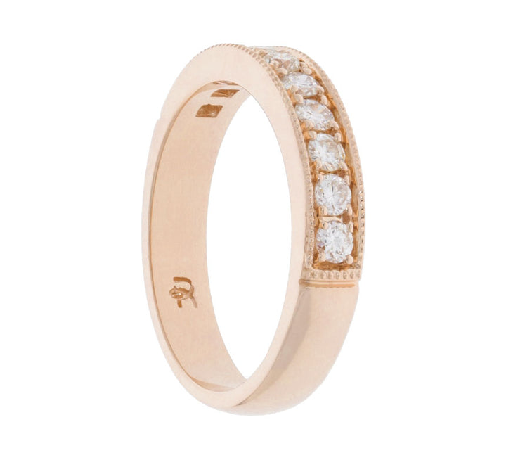 Milgrain Diamond Wedding Band 14K Rose Gold .50CT