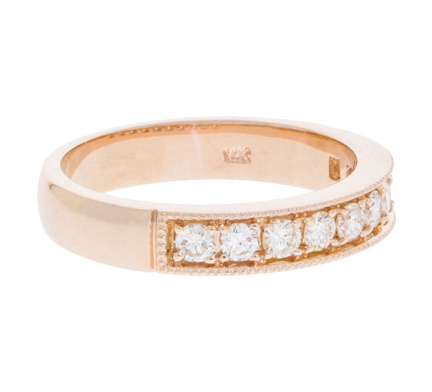 Milgrain Diamond Wedding Band 14K Rose Gold .50CT