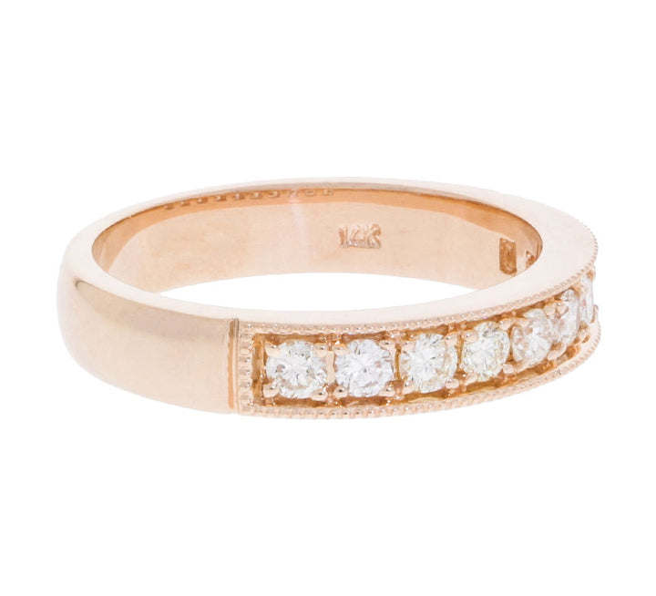 Milgrain Diamond Wedding Band 14K Rose Gold .50CT