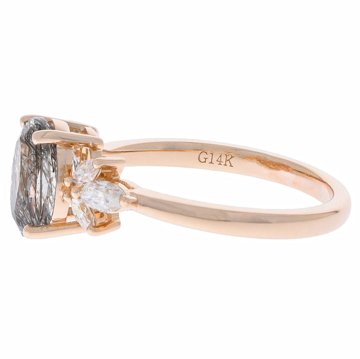Rutilated Quartz Engagement Ring 14K Rose Gold