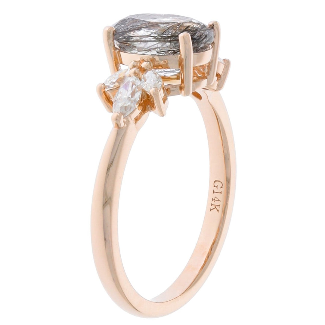 Rutilated Quartz Engagement Ring 14K Rose Gold