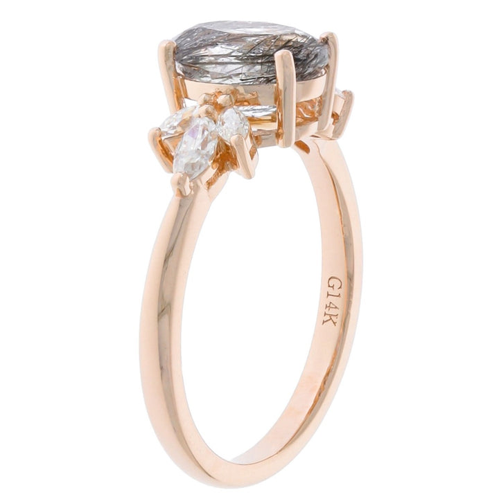 Rutilated Quartz Engagement Ring 14K Rose Gold