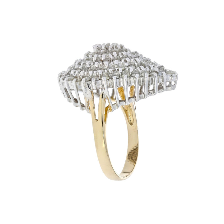 Diamond Cluster Ring 14K Two Tone 1 CTW
