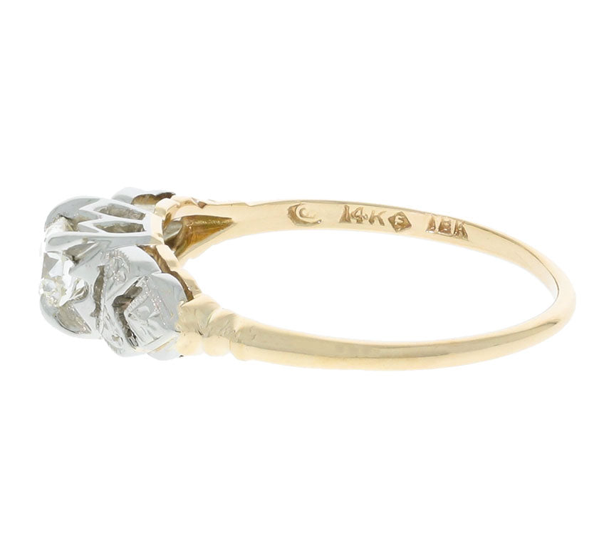 Vintage Diamond Engagement Ring 14K Two Tone .32 CT