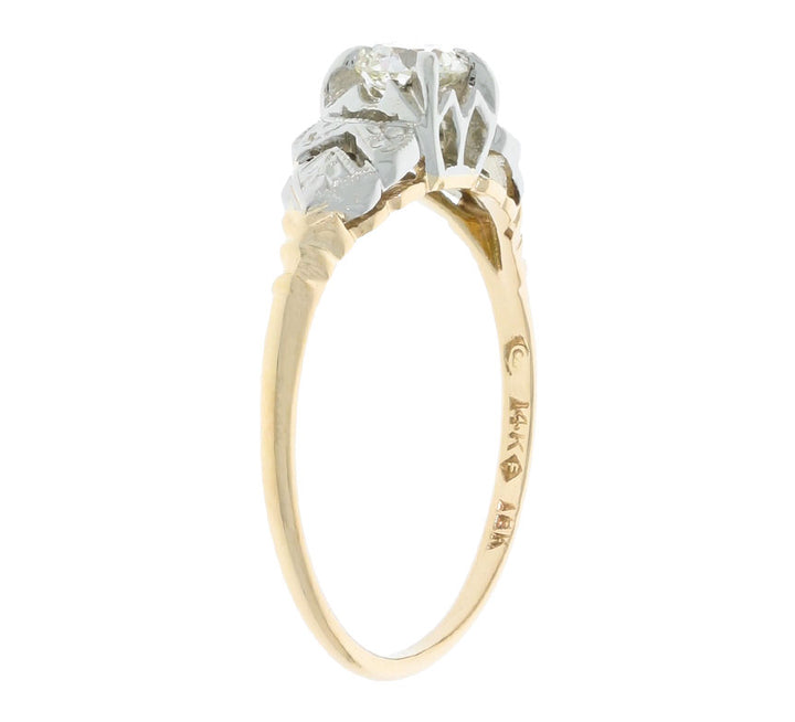 Vintage Diamond Engagement Ring 14K Two Tone .32 CT