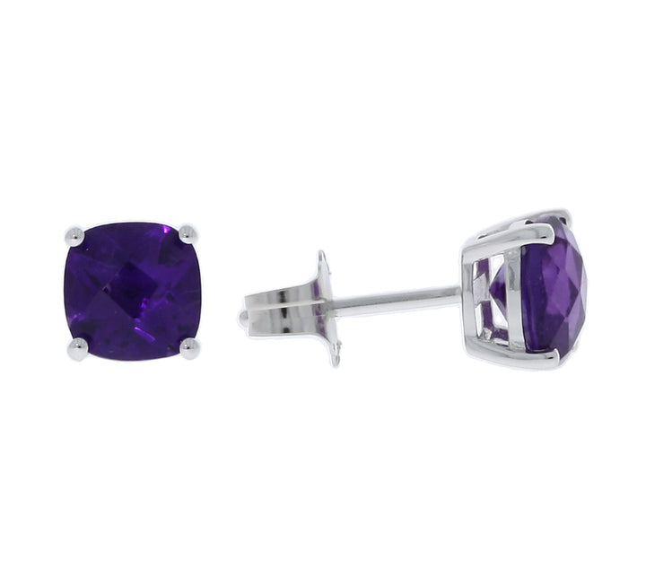 Amethyst Studs 14K White Gold 1.70CTW