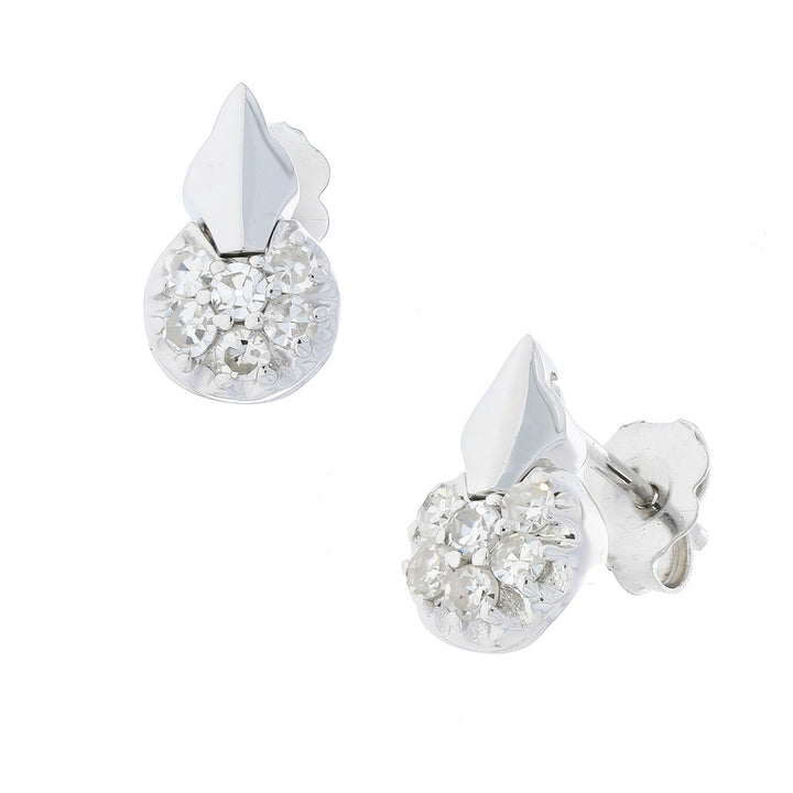 Vintage Diamond Cluster Stud Earrings 14K White Gold .36CTW
