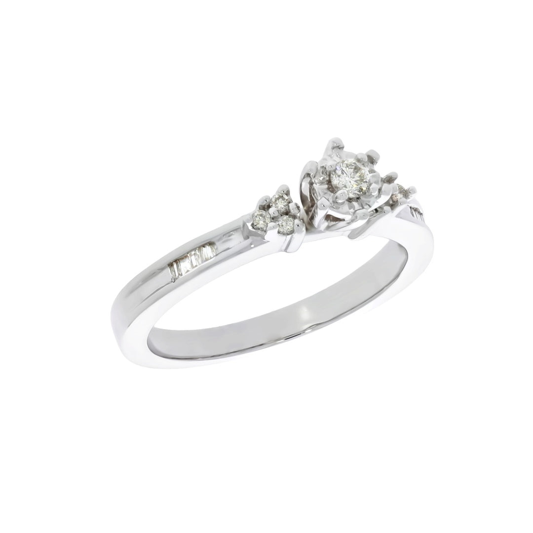 Diamond Engagement Ring 14K White Gold .15CT
