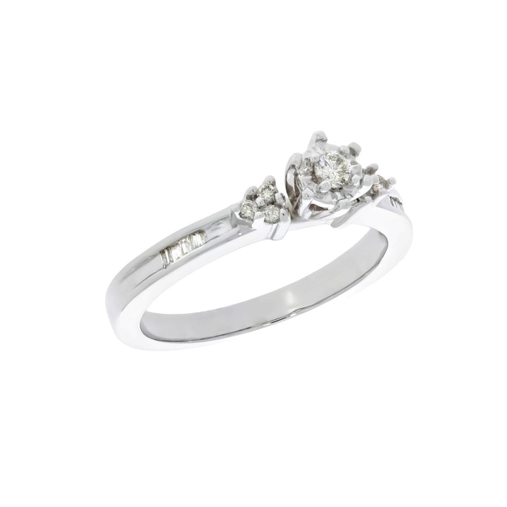 Diamond Engagement Ring 14K White Gold .15CT