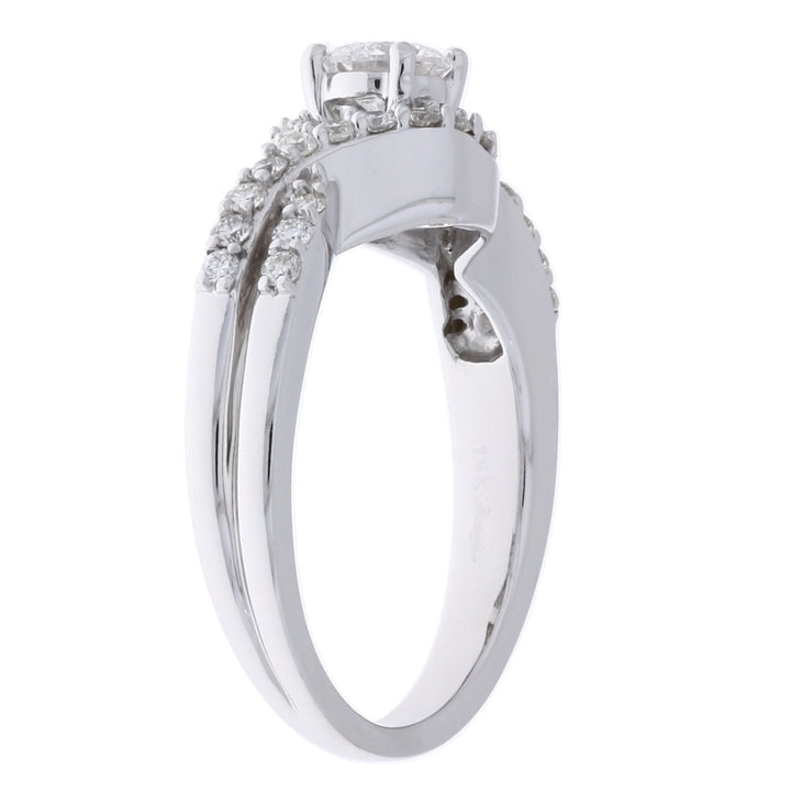 Twisted Halo Diamond Ring 14K White Gold .38CT