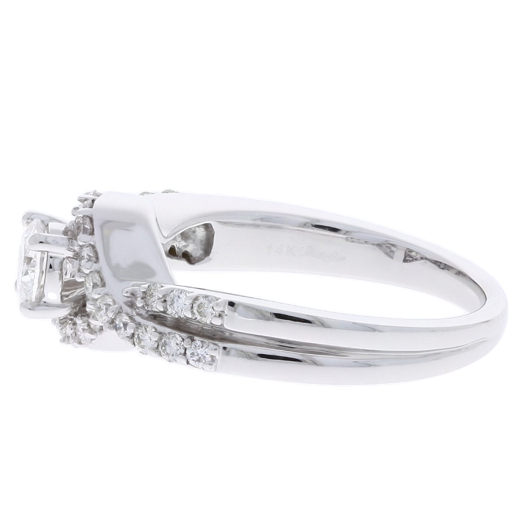 Twisted Halo Diamond Ring 14K White Gold .38CT