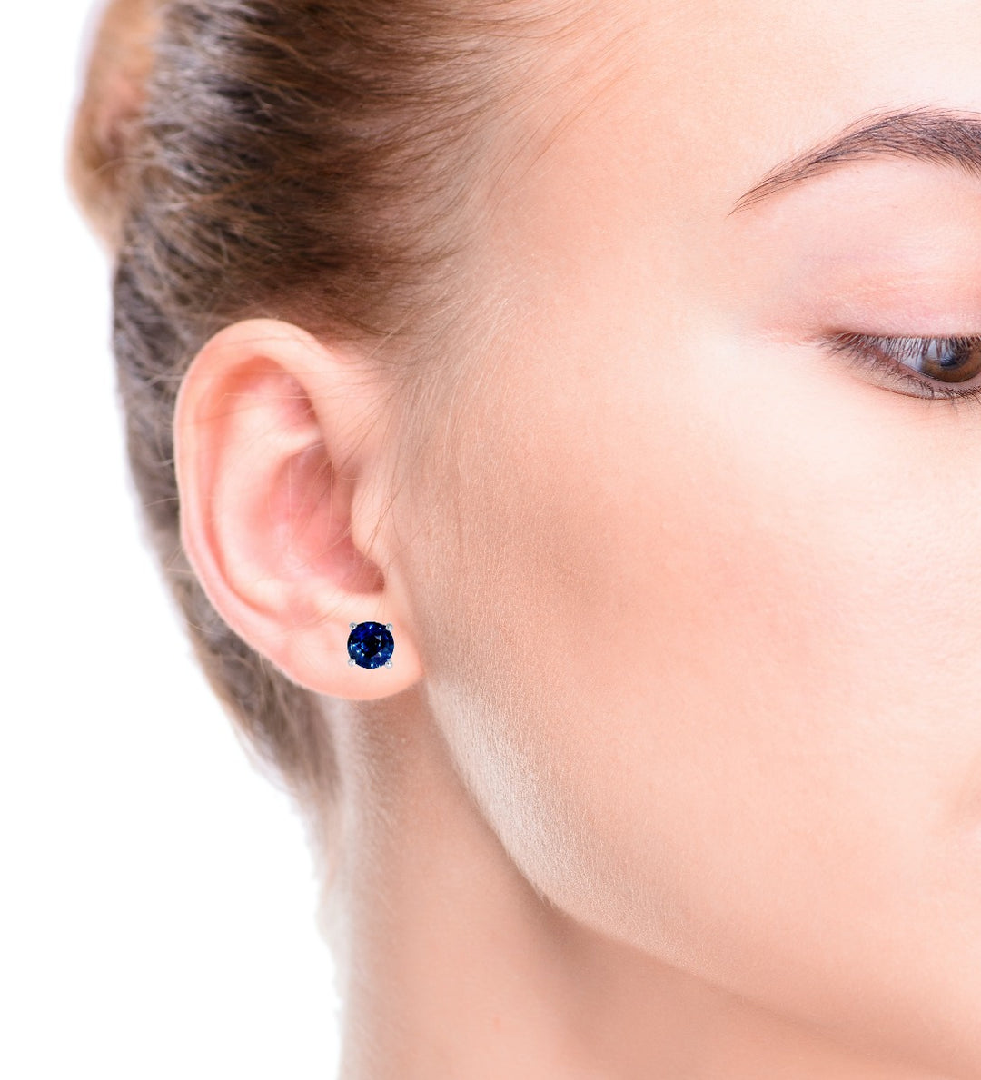 Sapphire Stud Earrings 14K White Gold .97CTW