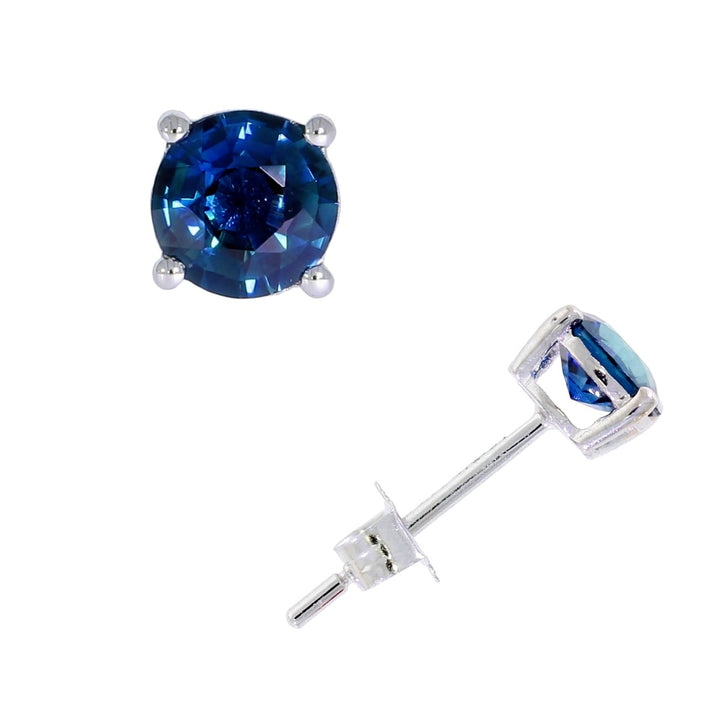 Sapphire Stud Earrings 14K White Gold .97CTW