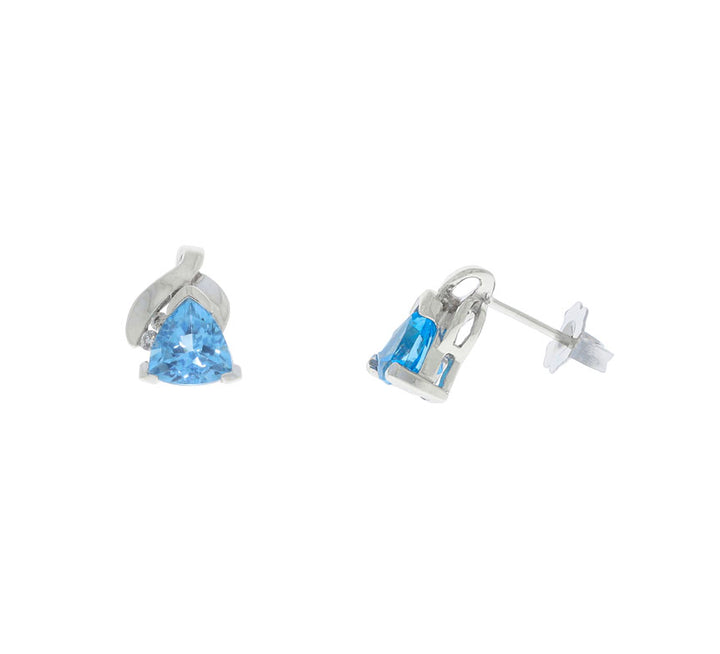 Topaz Diamond Earrings 14K White Gold 2CTW