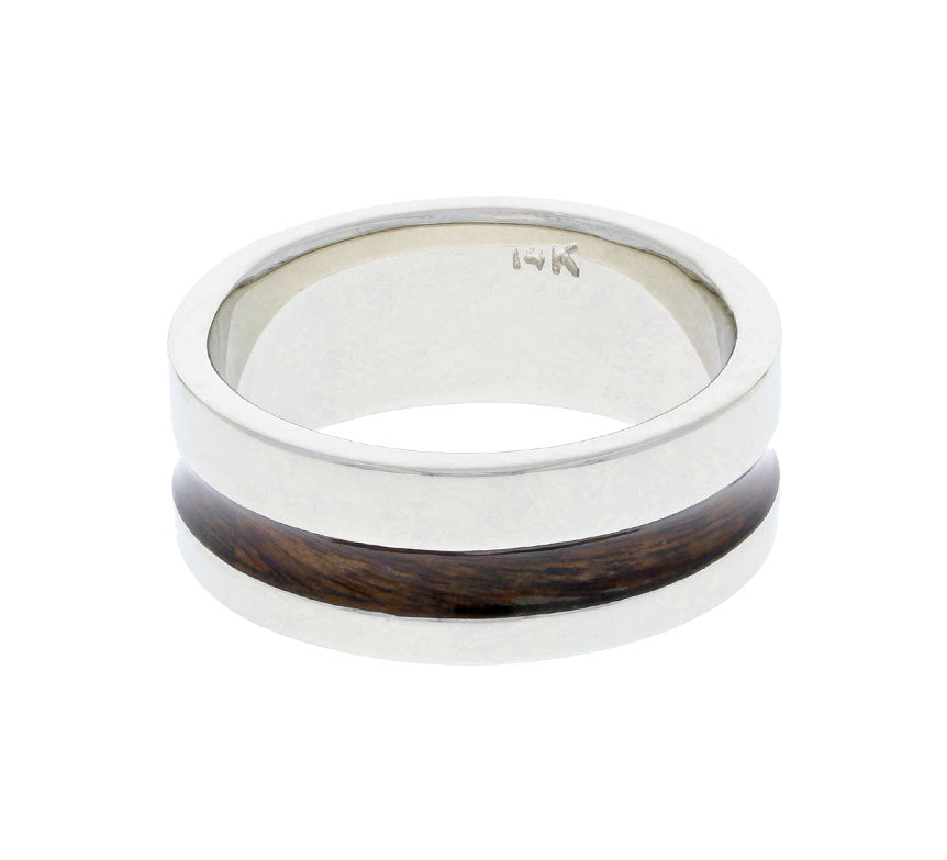 Woodenly Band 7MM 14K White Gold