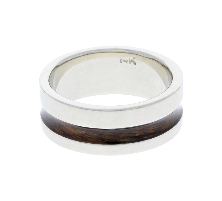 Woodenly Band 7MM 14K White Gold