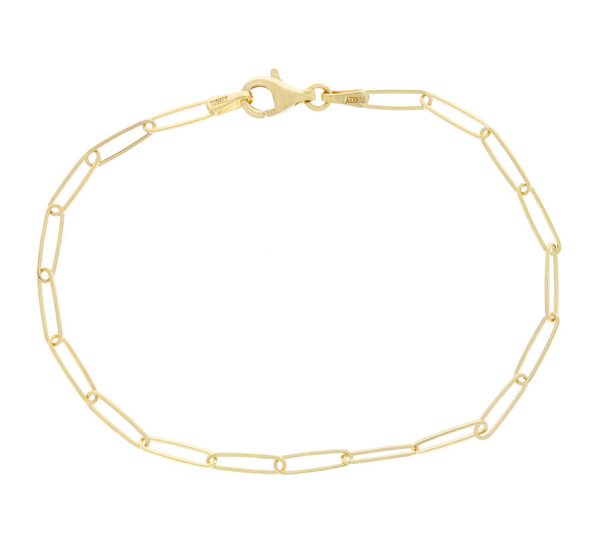 Paperclip Link Bracelet 14K Yellow Gold