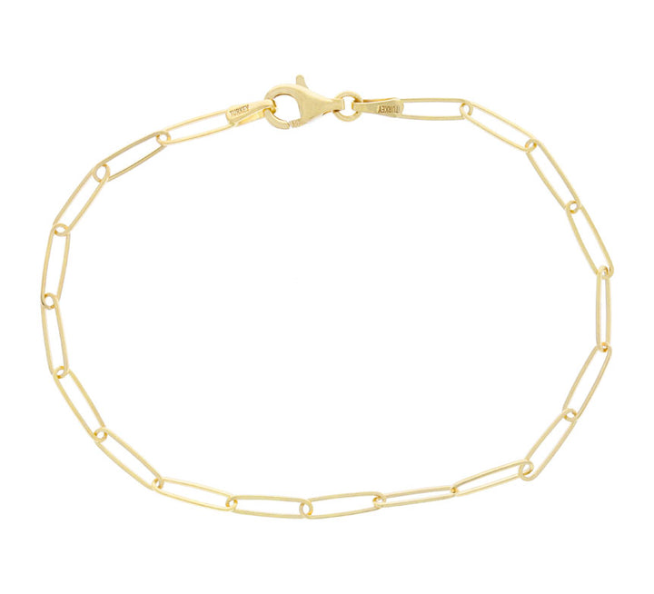Paperclip Link Bracelet 14K Yellow Gold
