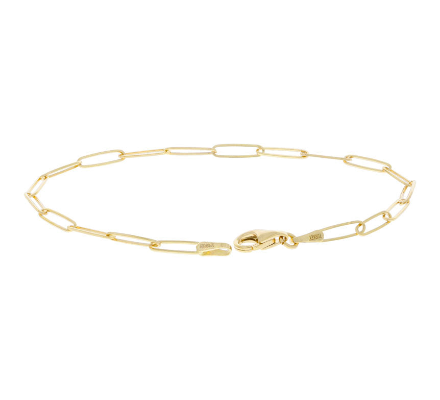 Paperclip Link Bracelet 14K Yellow Gold