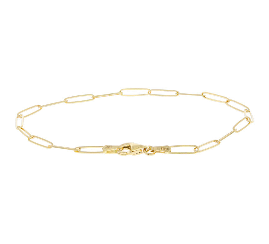 Paperclip Link Bracelet 14K Yellow Gold