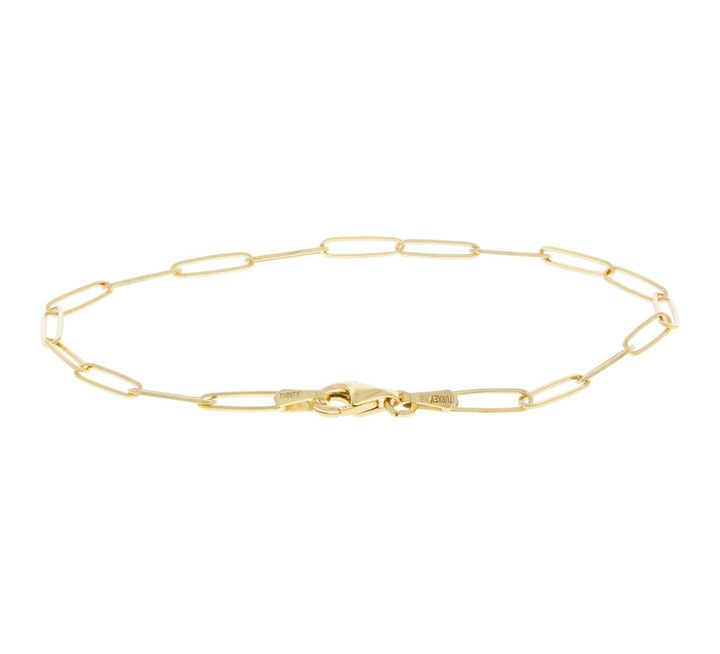 Paperclip Link Bracelet 14K Yellow Gold