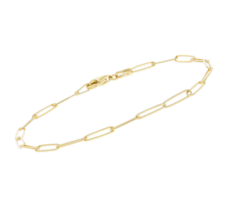 Paperclip Link Bracelet 14K Yellow Gold