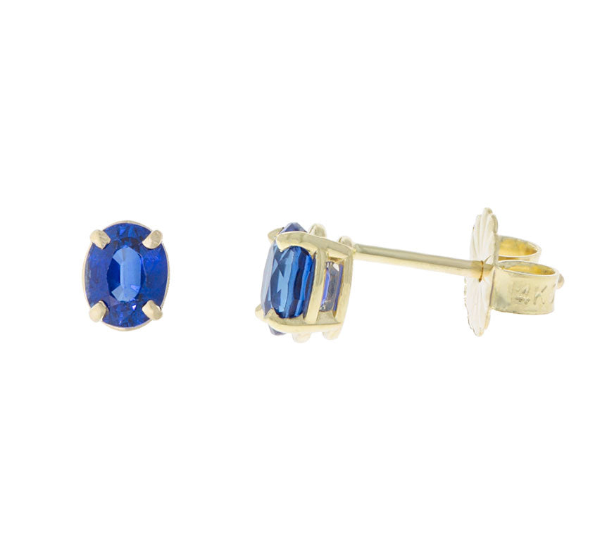 Sapphire Stud Earrings 14K Yellow Gold .86CTW