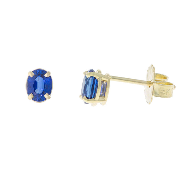 Sapphire Stud Earrings 14K Yellow Gold .86CTW