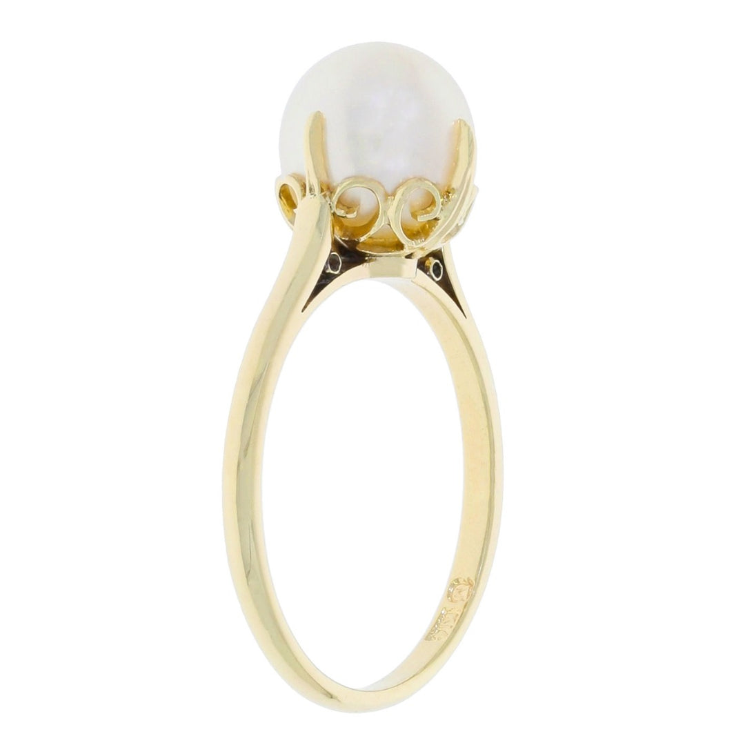 Cultured Pearl 8MM Ring 14K Yellow Gold