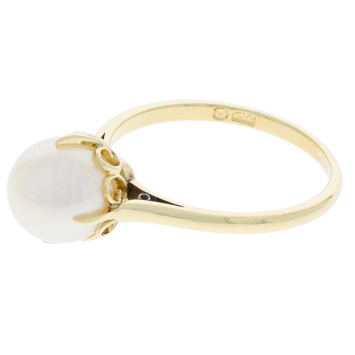 Cultured Pearl 8MM Ring 14K Yellow Gold