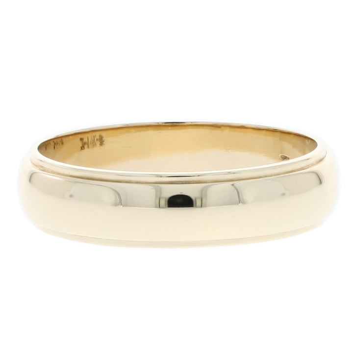 Stepped Edge Half Round 5MM Band 14K Yellow Gold