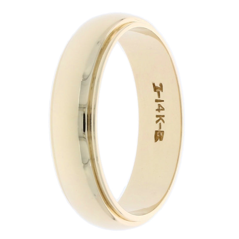 Stepped Edge Half Round 5MM Band 14K Yellow Gold