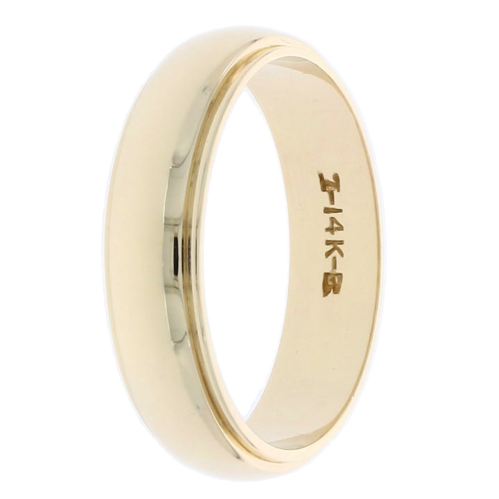 Stepped Edge Half Round 5MM Band 14K Yellow Gold