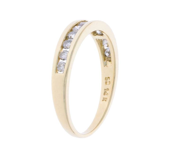 Channel Set Diamond Band 14K Yellow Gold .11CTW