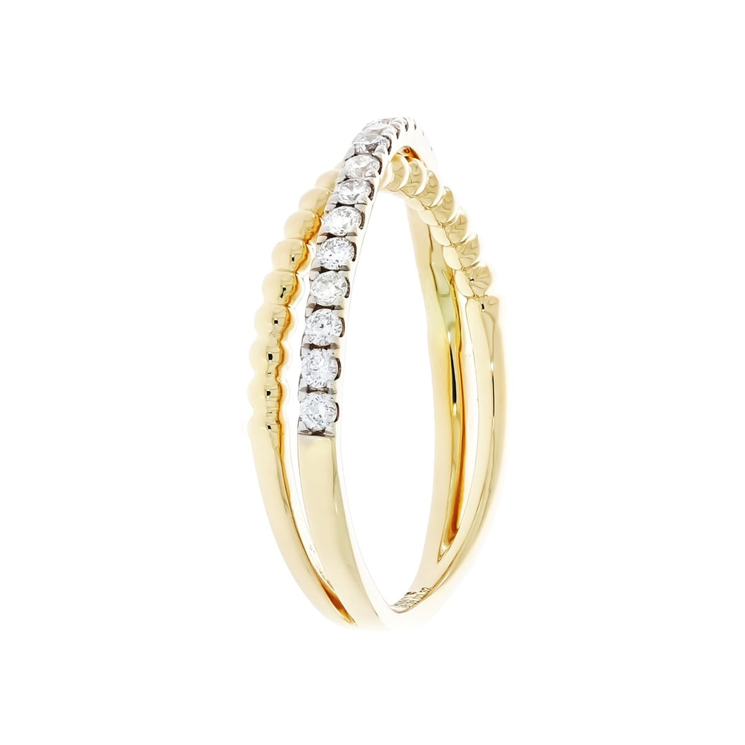 Diamond Crossover Band 14K Two Tone .32CTW