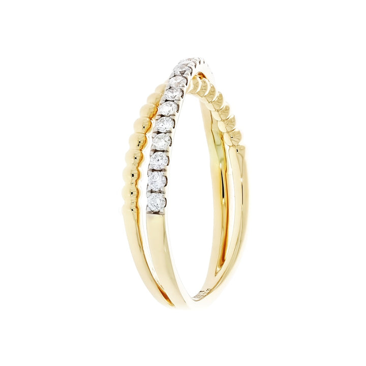 Diamond Crossover Band 14K Two Tone .32CTW