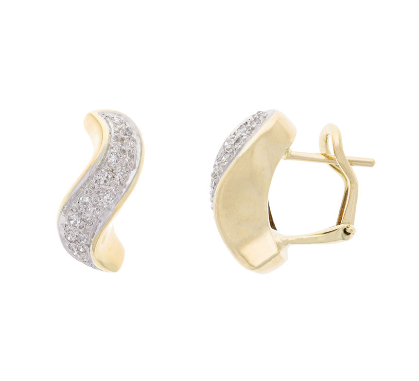Swirl Shaped Diamond Earrings 14K Two Tone .32CTW