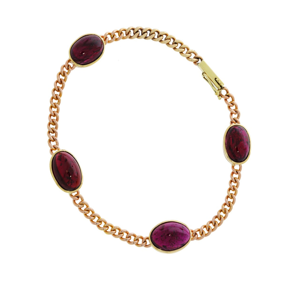Garnet Bracelet 14K Yellow Gold 22CTW