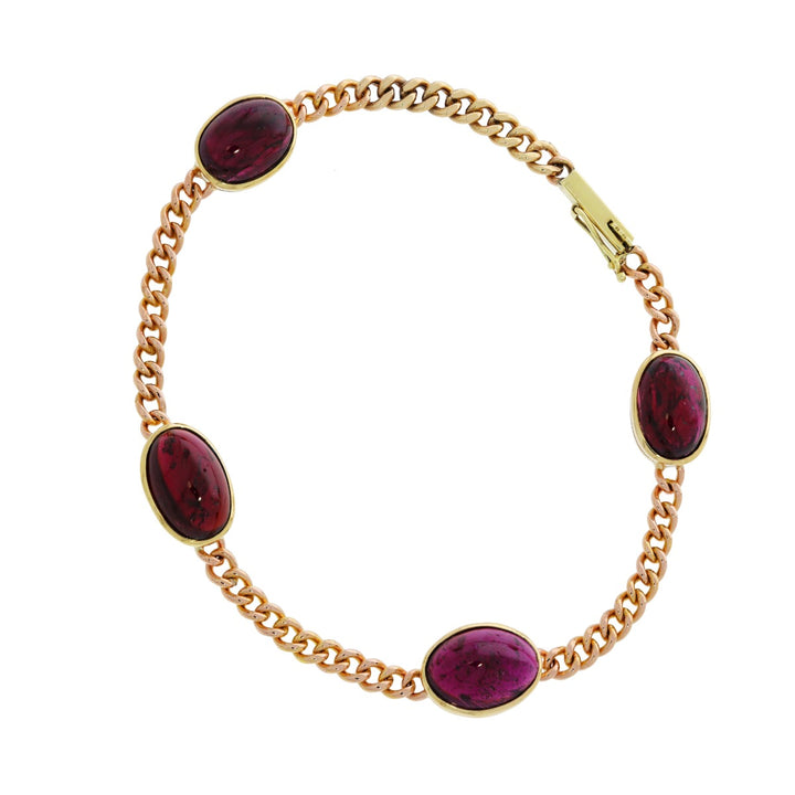 Garnet Bracelet 14K Yellow Gold 22CTW