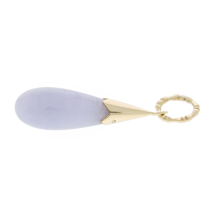 Lavender Tear Drop Jade Pendant 14K Yellow Gold