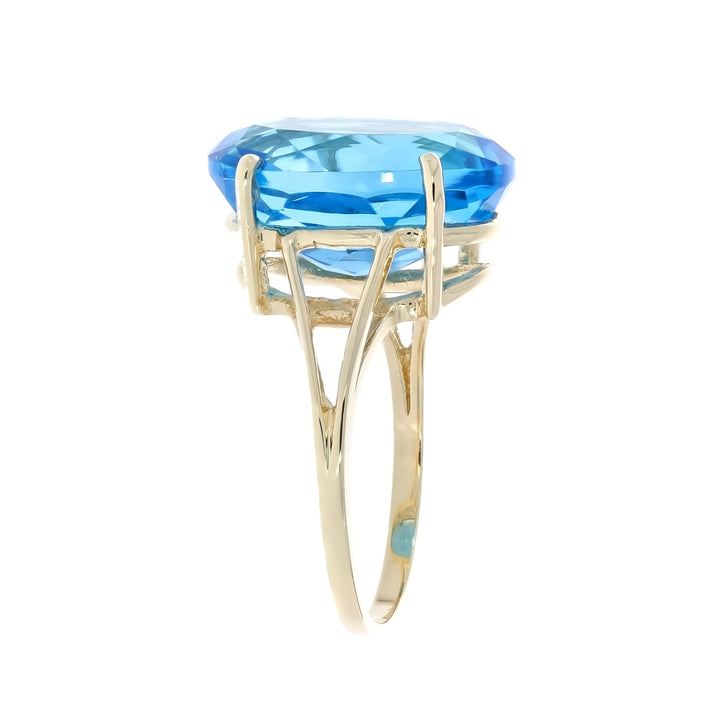London Blue Topaz Ring 14K Yellow Gold 11 CT