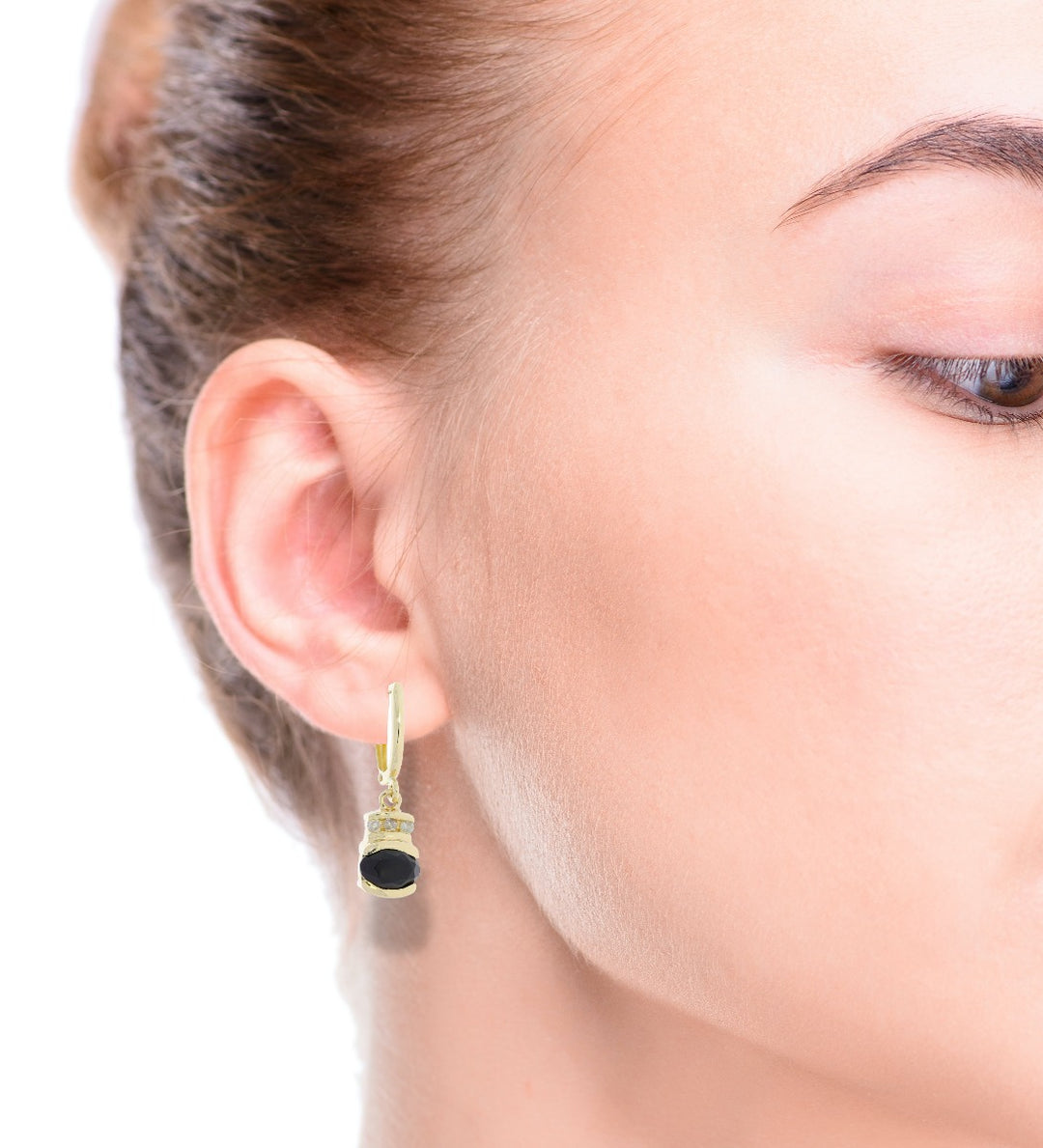 Onyx Diamond Drop Earrings 14K Yellow Gold